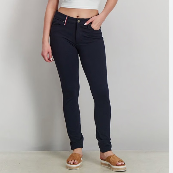 Tommy Hilfiger Tribeca Skinny Ponte Pants - Navy Blue - Size 2 - Picture 1 of 11